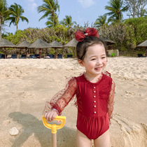 Children's swimsuit new girls baby 0 sunscreen 1 swimsuit 2 children 3 years old girl beach sweet one-piece swimsuit