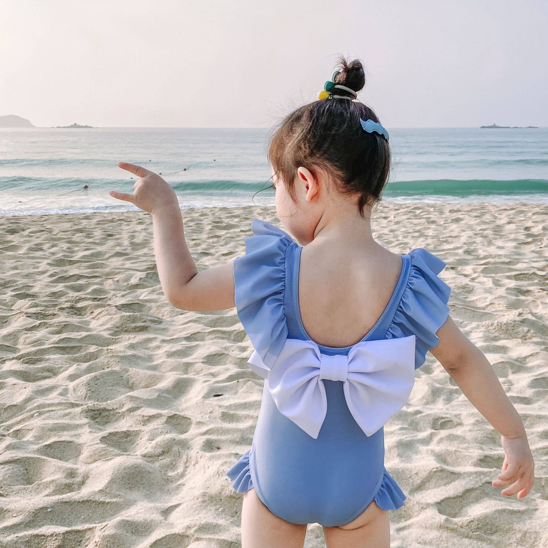 Girls Swimsuit Kids Swimsuit Halter Big Bow Bikini 2021 Female Baby Summer Jumpsuit Pants