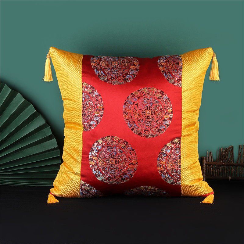 New Chinese Solid Wood Sofa Satin Silk Pillow Chinese Wind Welcome Sain Loun Lo-Classical Circle Chair Rohan Bed