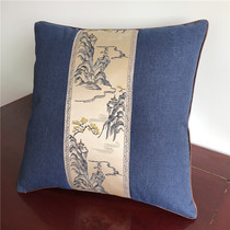 Chinese style classical solid wood sofa with core pillow Chinese style bedside retro pillow office car waist cushion