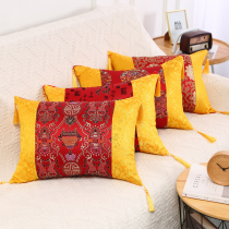 New Chinese style solid wood sofa with core pillow mahogany furniture waist pillow classical ring chair removable and washable large backrest cushion