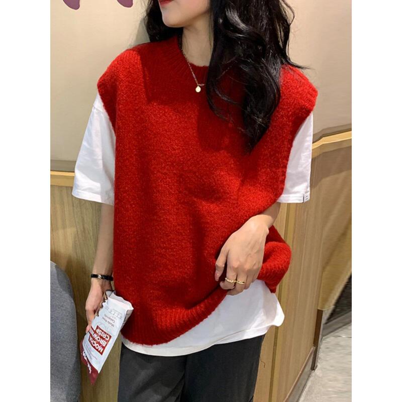 Clearance Sale, High-Quality Boutique Items, Christmas and New Year Red Sweater Vest, Stylish Sleeveless Knitted Vest