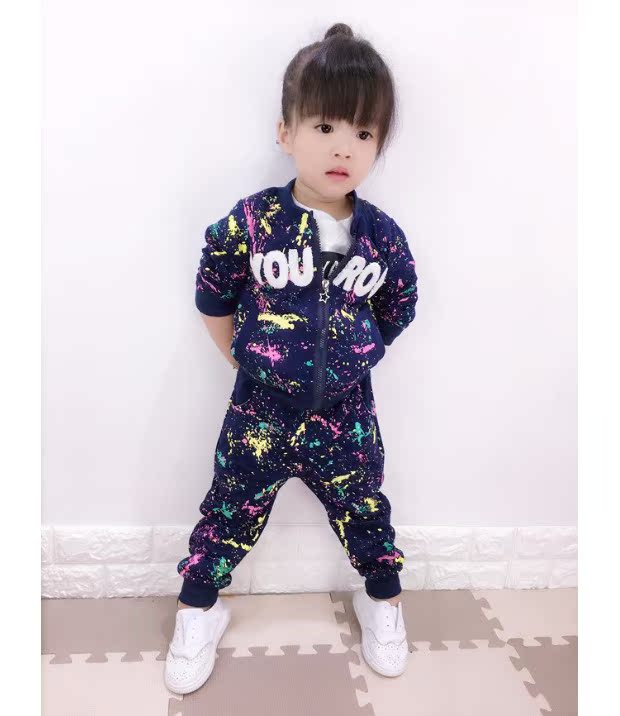 Quần áo trẻ em nam và nữ thể thao phù hợp với mùa xuân 2019 mới nước ngoài đồng phục bóng chày trẻ em quần áo nữ hai mảnh quan ao tre em