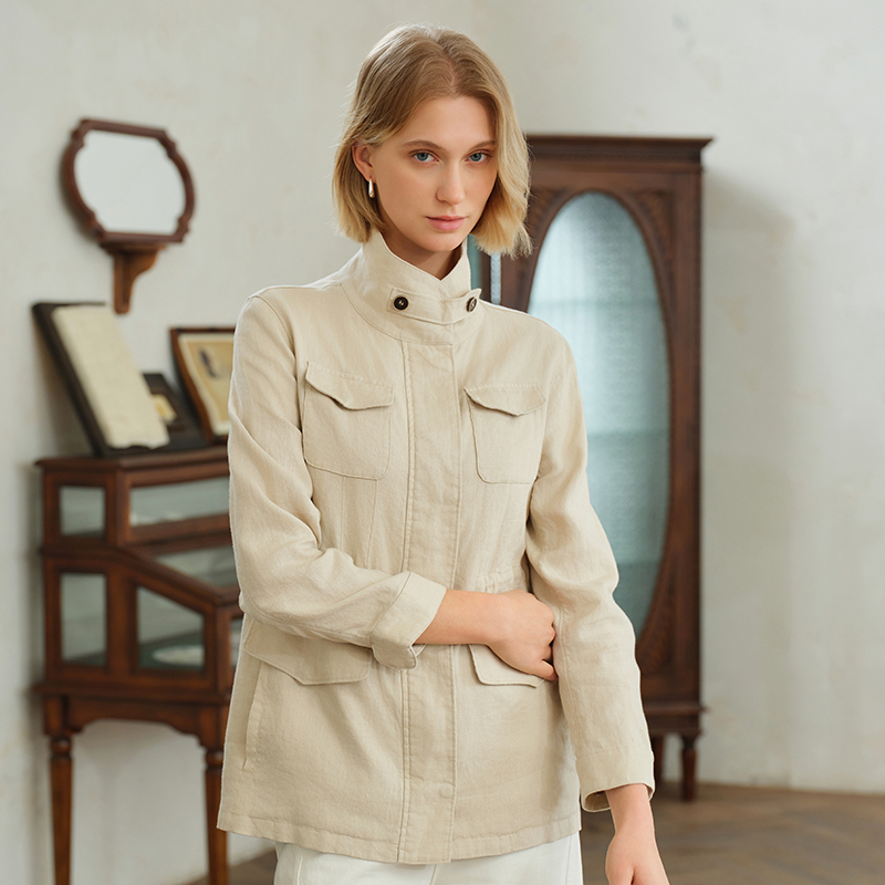 Zhengchen/正辰 100% Linen Traveler Jacket Versatile High-End Outerwear Women's Autumn Workwear Top Zhengchen/正辰 100% Linen Traveler Jacket Versatile High-End Outerwear Women's Autumn Workwear Top