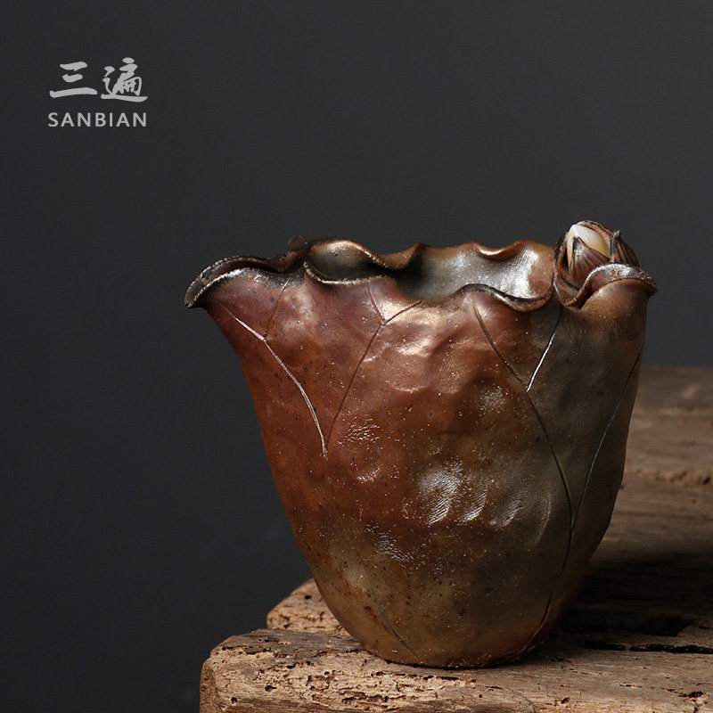 Three times dragon kiln firewood fair cup Japanese style pure handmade firewood kiln tea divider even cup tea sea kung fu tea set