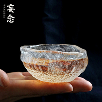 Three ice cubes Clear sense of ancient glass teacup Master cup Single Kung Fu tea hand-made frozen and burned tea cup