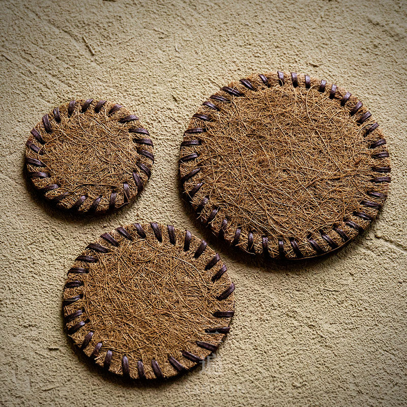 Three times mane tea cup pad pot holder cup holder Purple sand pot pad Handmade Japanese simple household placemat Kung Fu tea set