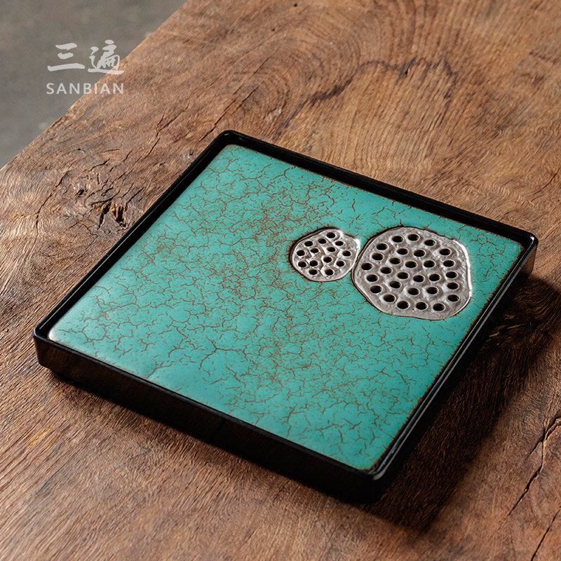 Coarse Pottery Lotus Tea Tray Day Style Brief About Dry Soak Terrace Coarse Pottery Water Storage Small Tea Table Ceramic Kutian Tea With Pot Bearing