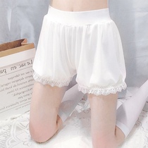 Absolute field ) Anti-light lolita pumpkin safety pants Lace stretch double-layer gauze lantern three-point pants