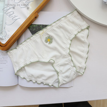 First edition of the summer day Faculty of embroidery All cotton female panties girls sweet and fresh lotus leaf side student triangle pants