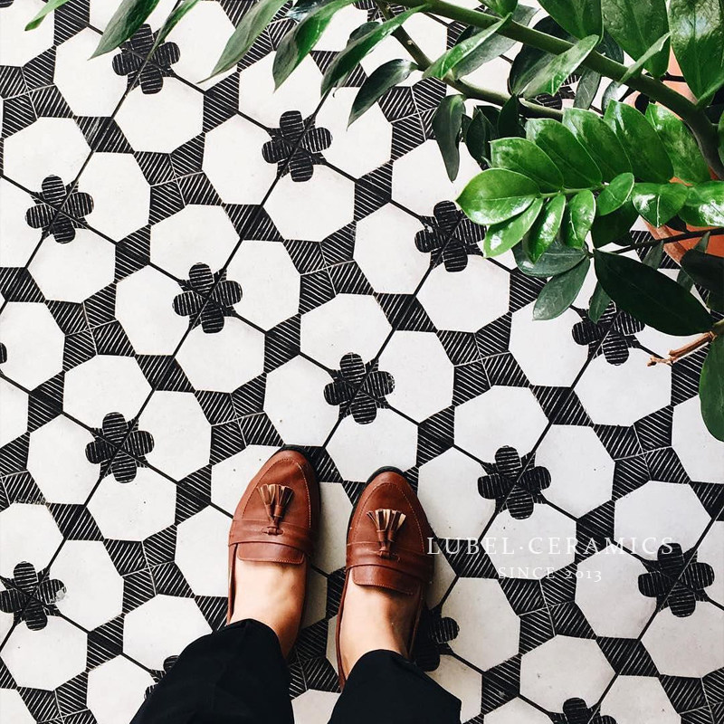 Six-shell maze net red flower brick 200 kitchen bathroom bathroom background wall brick Xuanguan Yangxuan dressing room dining room floor tiles