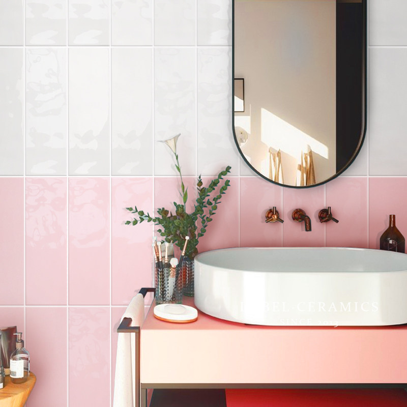 Six - bay Pink tile Italian Wave Wall - tile Toilet Kitchen Toilet with pure color porcelain