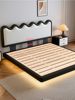 Cream-Style Ultra-Thin Adjustable Ripple Wave Floating Bed for Bedroom, 1.5m Full-Edge Double Genuine Leather Wedding Bed