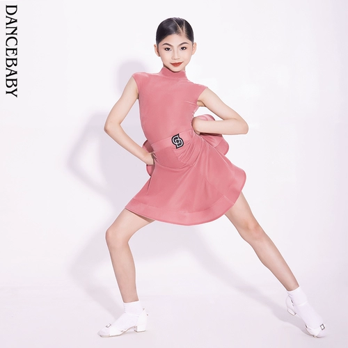 Dancebaby Latin Dance Competition Девочки Временный костюм 2025 Новый рукавиц обратный V-обратный V-обратный VELVET BELVET COMPATION DAS722