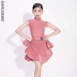 Dancebaby Latin Dance Competition Девочки Временный костюм 2025 Новый рукавиц обратный V-обратный V-обратный VELVET BELVET COMPATION DAS722