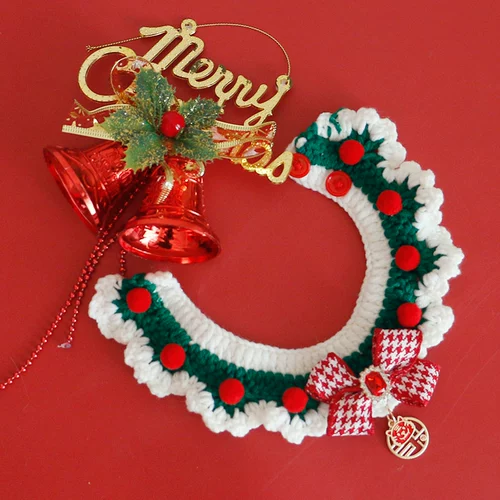 Чокер ручной работы, плетеный шарф, колокольчик, милый нагрудник, аксессуар, кот, домашний питомец