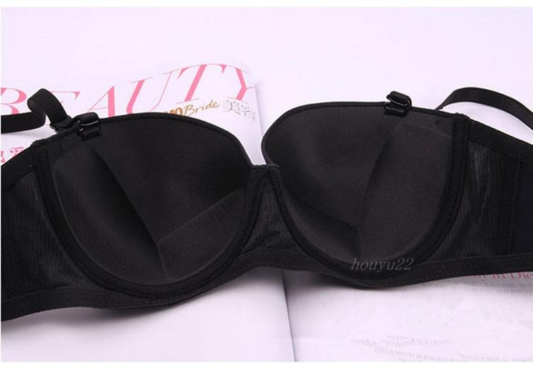 Mỏng nửa ly mịn strapless tập hợp áo ngực mà không cần dây đeo váy cưới dây đeo vô hình đồ lót không trượt 1 2