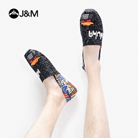 Jm happy Mary 2019 hè mới vẽ tay graffiti đáy phẳng một bàn đạp giày giày nam 918M - Plimsolls xtep nam