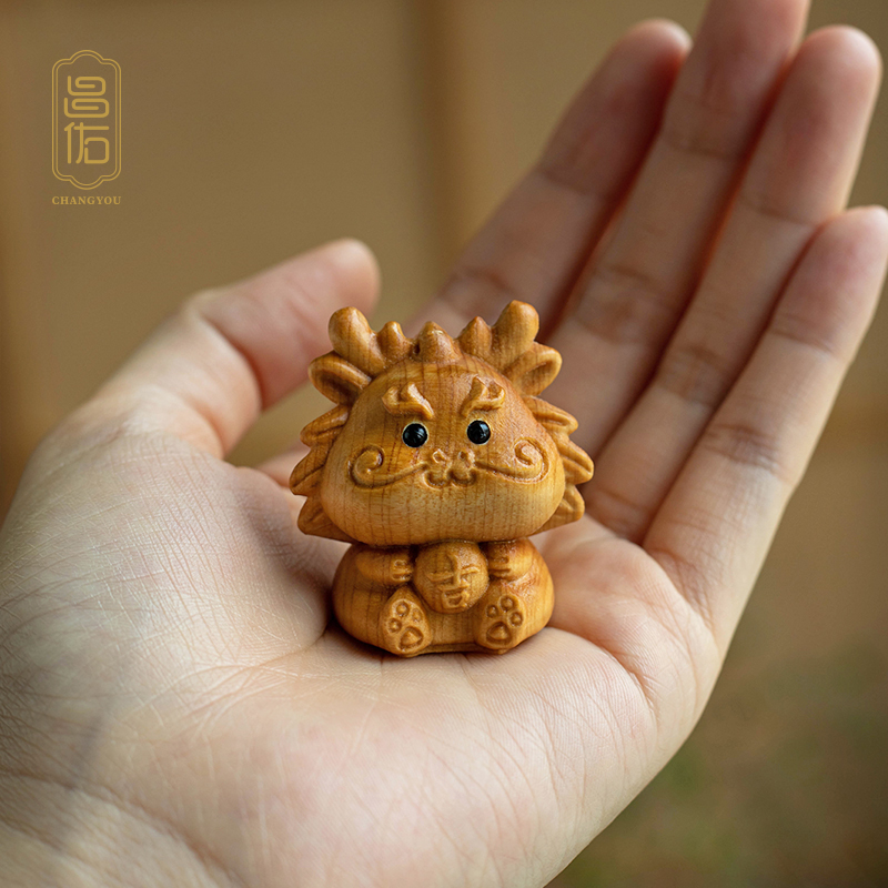 Cliff Berries Wood Carving Zodiac Zodiac Dragon Handlebar Pieces Rat Bull Tiger Rabbit Dragon Year Snake Horse Goat Monkey Chicken Dog Pig Wood Pendulum-Taobao