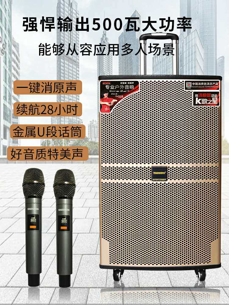 Terme Sound Outdoor Pull Rod Heavy Bass K Song Speaker Square Dance High Power Mobile Sound Bluetooth Lalever Speaker