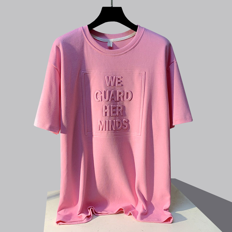 Short sleeve t-shirt woman 2022 spring and summer solid letter design feeling small crowdnet red half sleeve loose foreign blouse 100 hitch