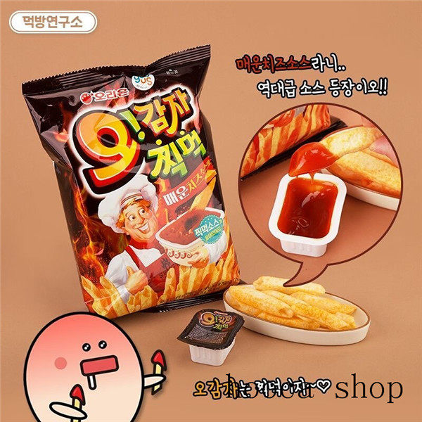 Korean imported snacks, good friends, potatoes, spicy cheese, barbecue, potato flute, puffed fries with barbecue sauce
