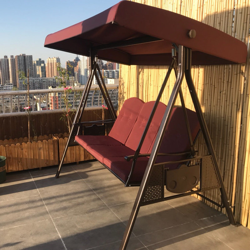 Outdoor Outdoor Swing Set up Rattan Iron Art Outdoor Home Double Adults Terrace Rocking Chair Balcony Patio Courtyard Hanging vines Rattan Chairlift Benches