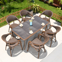 Outdoor table and chairs Courtyard Rattan Chairs Combined Terrace Garden Open-air Outdoor Leisure Villa Vines Chinese Style Balcony Waterproof