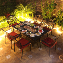  Outdoor courtyard leisure tables and chairs Household electric barbecue grill charcoal barbecue grill terrace balcony outdoor cast aluminum tables and chairs