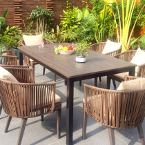 Outdoor table and table Courtyard Villa garden PE chine chair Leisure terrace Embalming Plastic Wood Combined Rattan outdoor open air