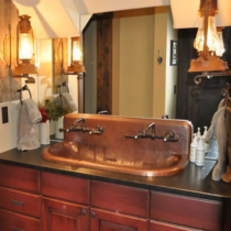 Washbasin American retro Wall Wall Hotel homestay bathroom art copper high back Villa home wash basin
