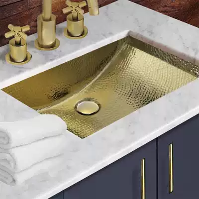 Square under-counter basin washbasin Semi-embedded hotel light luxury creative personality Metal washbasin simple household washbasin