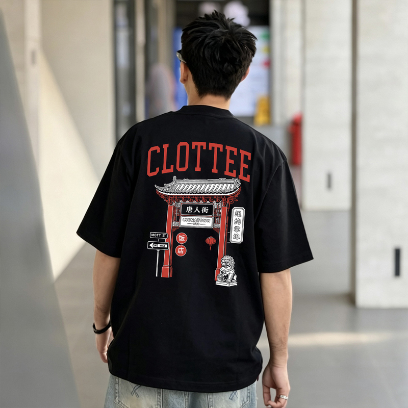 Clot Edison Chen's Same Style New York Chinatown Print Unisex Couple American Retro Short-Sleeve T-Shirt