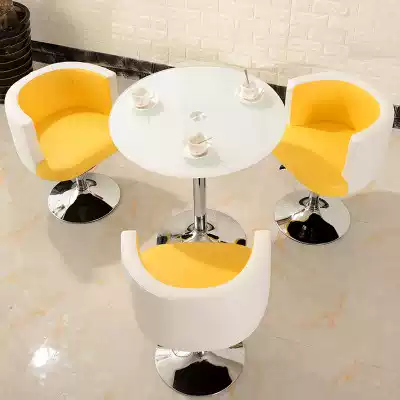 Balcony tea table and chair combination Mini Living Room reception coffee table simple casual glass small round table