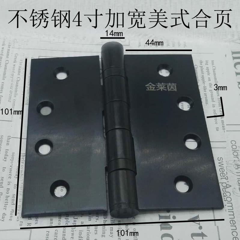 Stainless Steel Widening 4 Inch Hinged House Door Black Square Thickened Indoor Gate Wooden Door Silent Hinge Folding Page