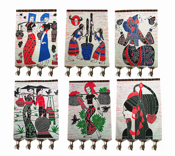 Guizhou Guangxi Yunnan characteristic handicraft batik painting restaurant hotel farmhouse homestay flour noodle house decorative painting