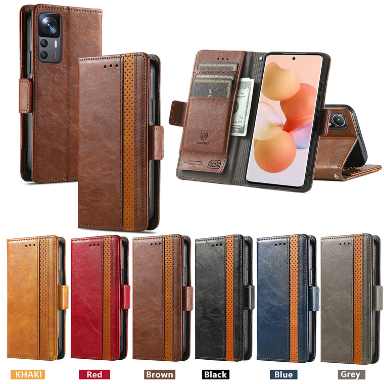 Wallets Folio Flip Two Tone Magnetic Synthetic Leather Card Holder Folding Stand K50, K50 Pro, K50 Ultra, 12T, 12T Pro Phone