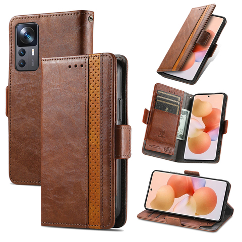 Dark brown — Wallets Folio Flip Two Tone Magnetic Synthetic Leather Card Holder Folding Stand K50, K50 Pro, K50 Ultra, 12T