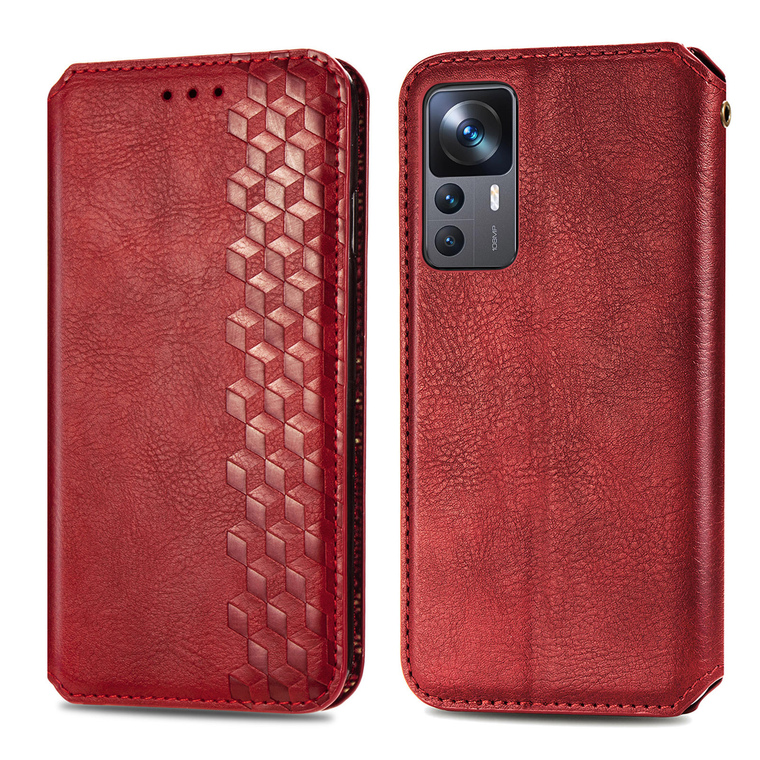 Wallets Folio Flip Blocks Embossed Synthetic Leather Card Holder Folding Stand K50, K50 Pro, K50 Ultra, 12T, 12T Pro Phone
