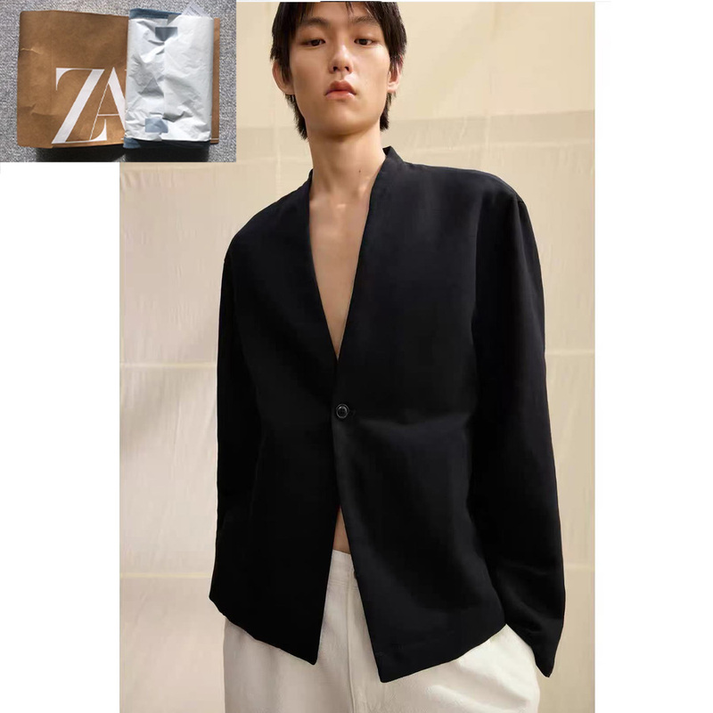 Za2025 New Autumn Men's Cotton Linen Loose Casual V-Neck Long-Sleeved Suit Jacket Trendy 5765237 800 Za2025 New Autumn Men's Cotton Linen Loose Casual V-Neck Long-Sleeved Suit Jacket Trendy 5765237 800