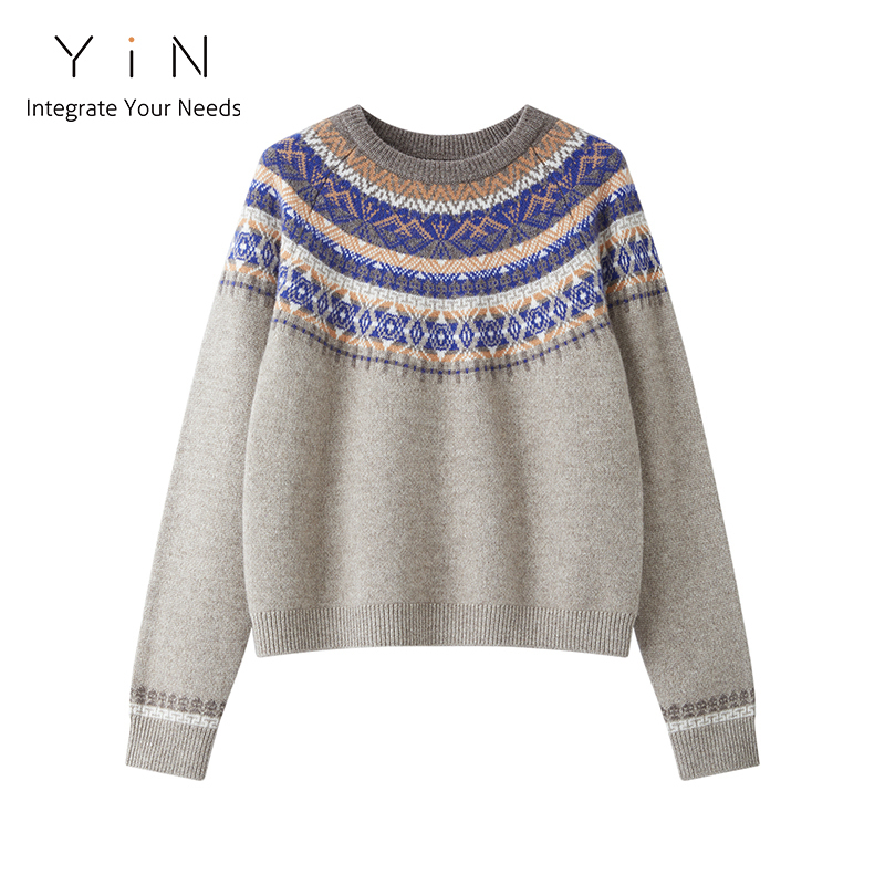 "Mtt" Yak Wool Fair Isle Jacquard Round Neck Long Sleeve 25591