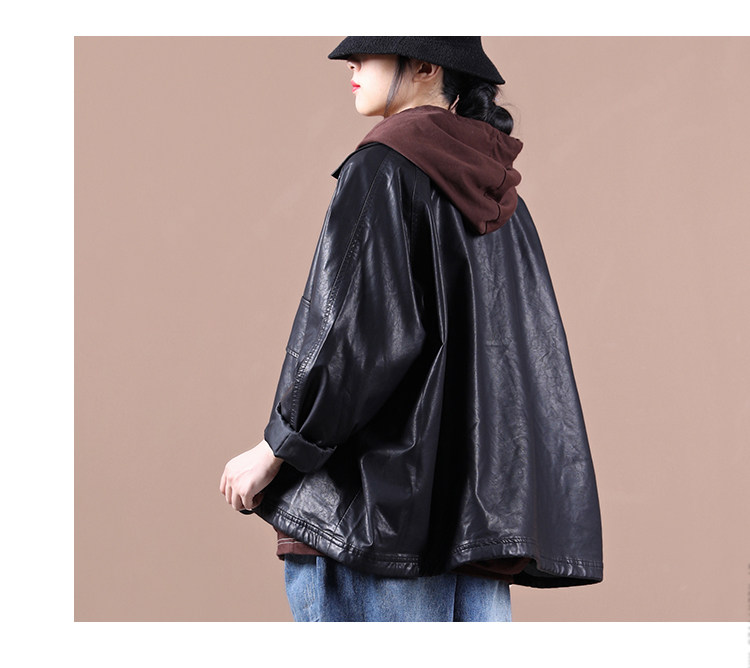 Кожаная куртка 品牌剪标品牌撤柜外贸大牌女装春秋韩版大码文艺暗扣皮衣短款外套 OTHER