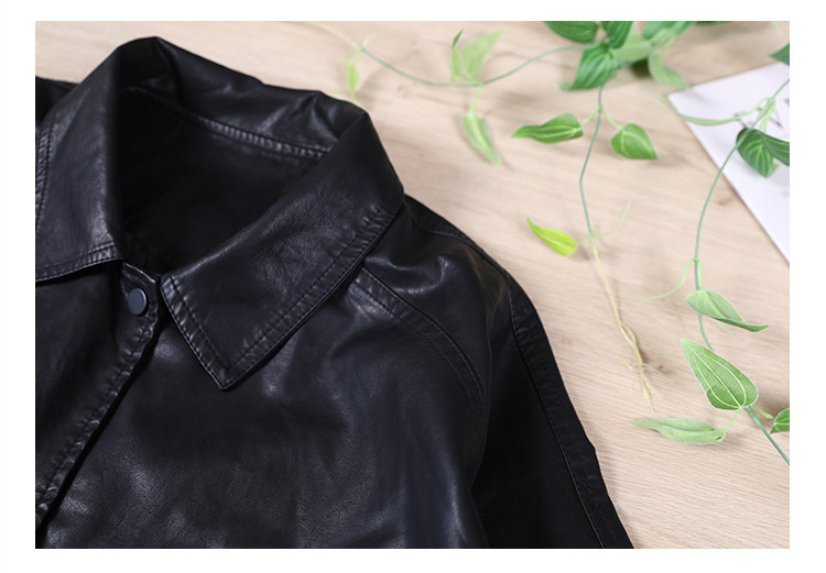 Кожаная куртка 品牌剪标品牌撤柜外贸大牌女装春秋韩版大码文艺暗扣皮衣短款外套 OTHER