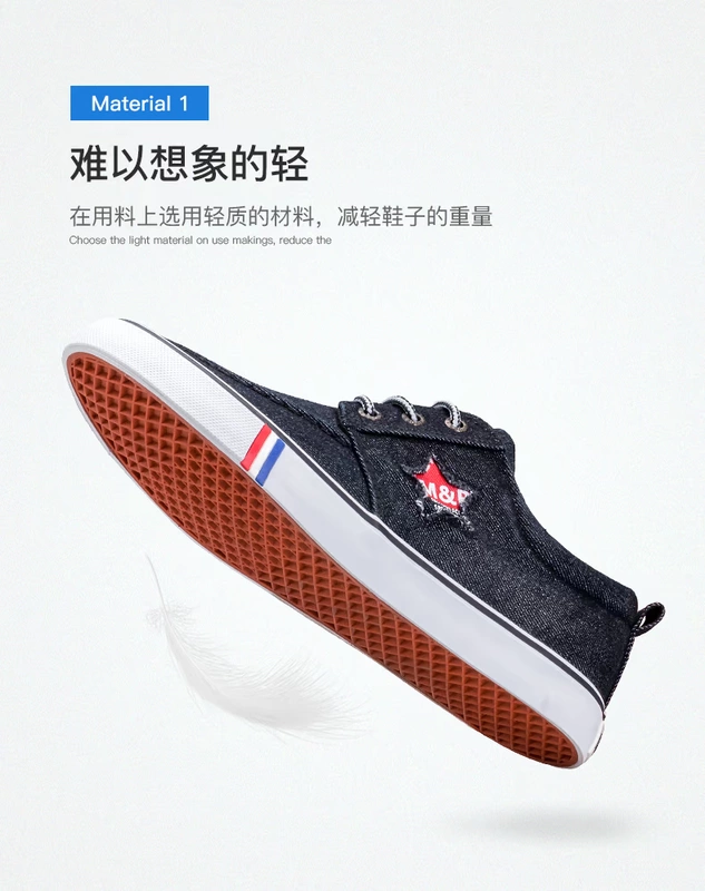 Giày nam đôi sao (Vải denim mùa hè thoáng khí Retro dành cho sinh viên tuổi teen Xu hướng mới - Plimsolls