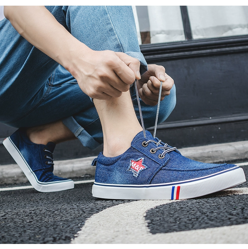 Giày nam đôi sao (Vải denim mùa hè thoáng khí Retro dành cho sinh viên tuổi teen Xu hướng mới - Plimsolls