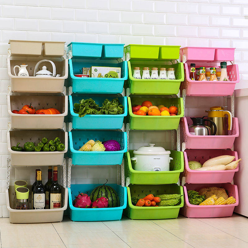 Kitchen vegetable rack floor-to-ceiling multi-layer vegetable shelf vegetable basket storage artifact storage basket supplies home Daquan