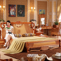 1 8 M rattan bed double bed natural double rattan bed elderly bed rattan wooden bed 1 2 M rattan big bed