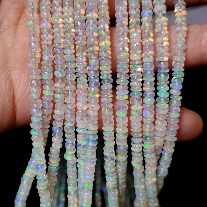 Natural Opal Smooth Abacus Beads DIY Jewelry Handmade Wire-Wrapped Necklace Semi-Precious Stone Crystal Earring Materials Loose Beads