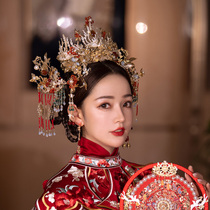 Bride wedding hair accessories Chinese style Ming dress Fengguanxia Chinese style wedding dress costume accessories Xiuhe clothing headdress