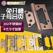 Primary-secondary hinge 4-inch stainless steel thickened bearing hinge hardware folding free of notching silent alphabet